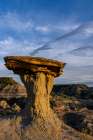 Caprock formation in the badlands of Makoshika State Park in Glendive, Montana, USA. Art Print